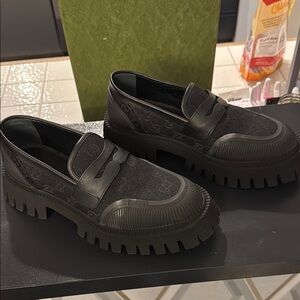NWT 7.5 Gucci GG Novo Men's Black chunky Loafers